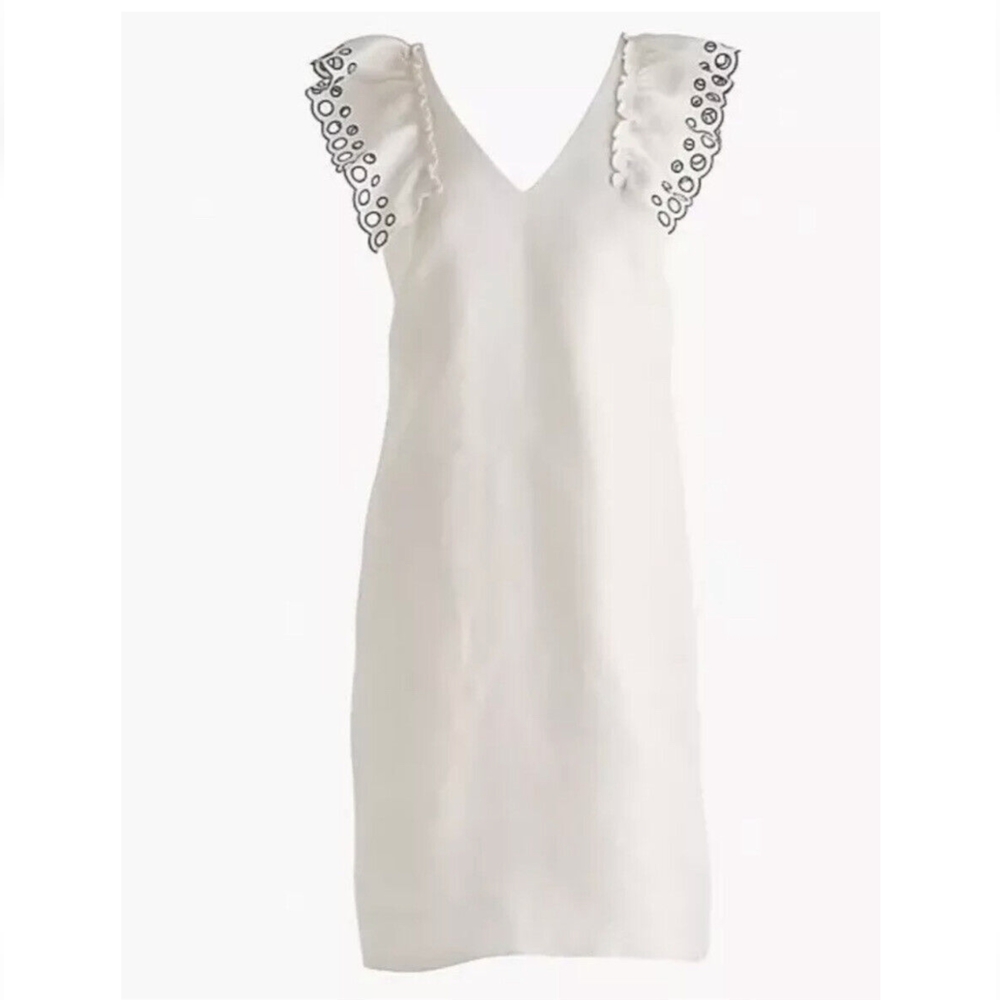 J. Crew Collection Eyelet Ruffle Shoulder Sheath Dress Size 00